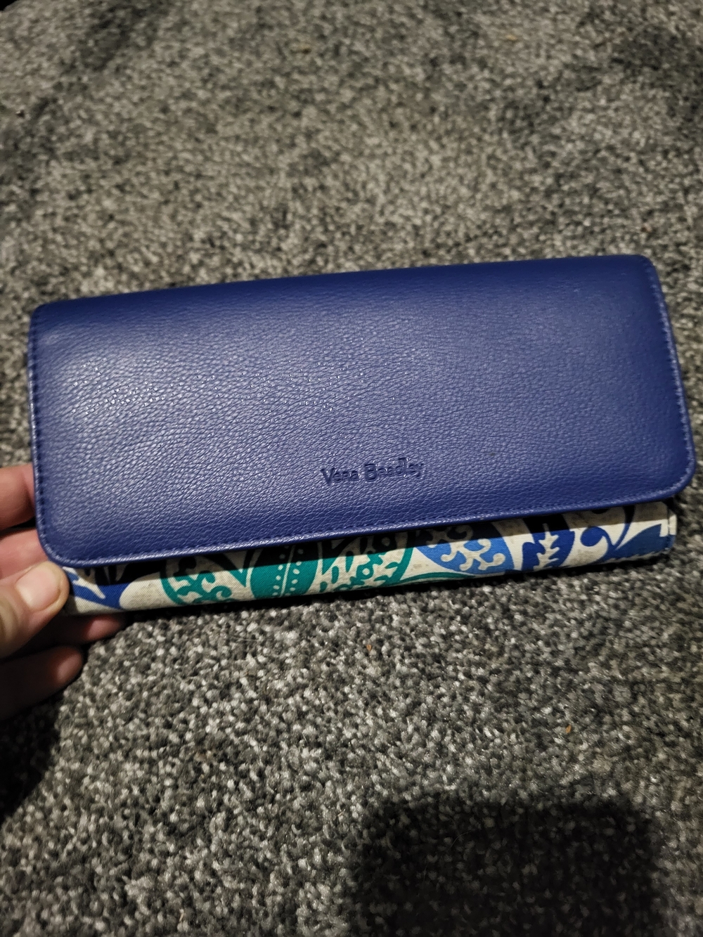 Vera Bradley Royal Blue Wallet with Teal & White Floral Trim - Picture 1 of 4